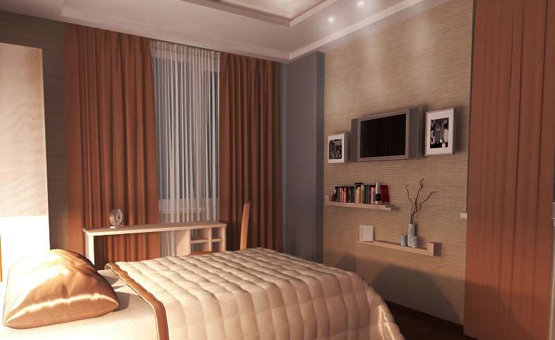 اتاق خواب کوچک با سرویس خواب قهوه ای - اوحددکو - small bedroom with brown bed set - ohaddeco