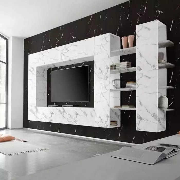 دیوارپوش ماربل شیت سفید و مشکی - اوحددکو- white and black marble sheet wall covering - ohaddeco