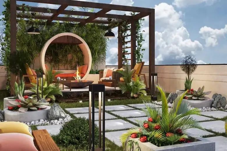 تصویری از طراحی روف گاردن - A picture of Roof garden design